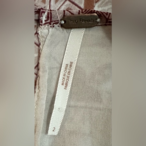 Free People Oksana Babydoll Peasant Dress w Long Puff Sleeves Geo Floral Print - Picture 8 of 8